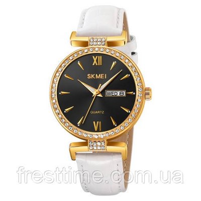 Жіночий наручний кварцовий годинник Skmei 2090GDBKWT Gold Black-White 1080-2185 фото