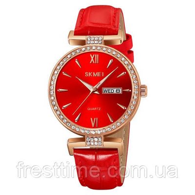 Жіночий наручний кварцовий годинник Skmei 2090RGRD Rose Gold-Red 1080-2184 фото